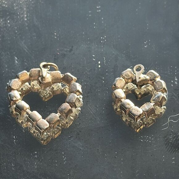 Two vintage rhinestone heart pendants - Picture 4 of 4